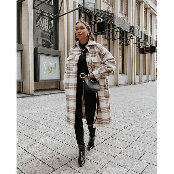 Shacket Jacket Coat Wool Blend NWT Check - Picture 15 of 15